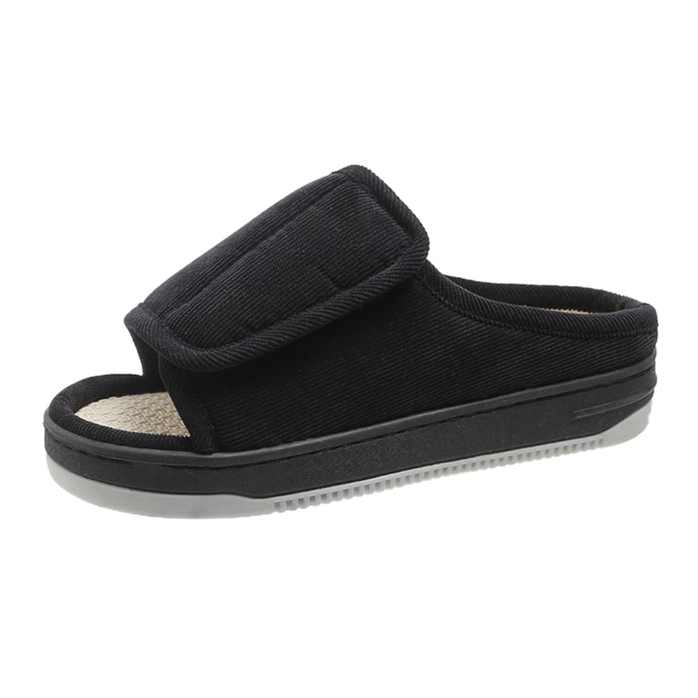HIPKZ Men Women's Diabetic Slippers Adjustable Slide Slippers Open Toe Swollen Feet Slippers with Rubber Sole for Indoor Outdoor