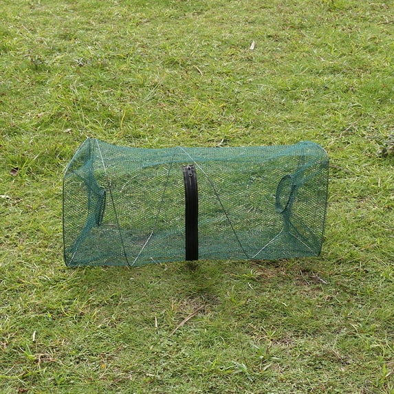 HIPKZ Mesh Minnow Trap with Zipper Fish Shrimp Catcher Nylon Foldable Crab Fishing Net Large Capacity for Outdoor Fishing