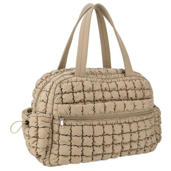 Travel Duffel Bag for Women Quilted Puffer Tote Bag with Multi Pockets Overnight Bag Large Capacity Carry On Bag for Sport Business Trips