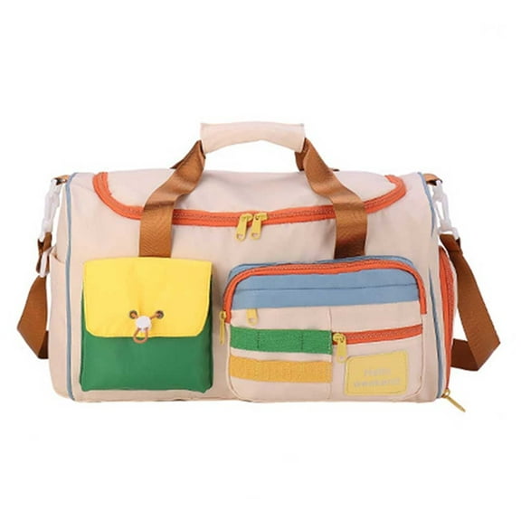 Yucurem Weekender Overnight Bags Contrast Color Overnight Luggage Bag Wet & Dry Separation Fashion Tote Handbag with Shoe Compartment for Outdoor Travel