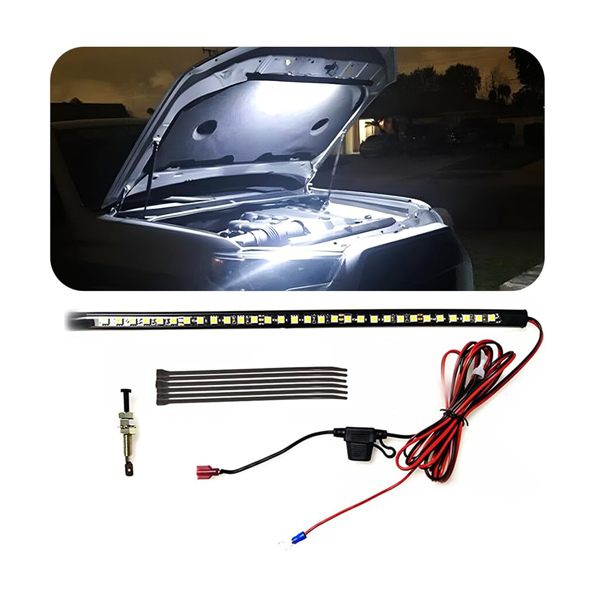 HIPOPY Car LED Work Light Kit, 12V Under Hood Work Inspection Lights, Automatic On/Off Underhood