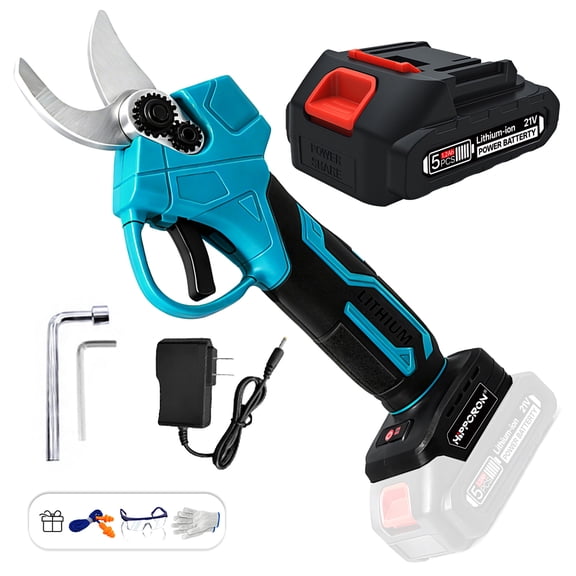 HIPPCRON 21V Cordless Electric Pruning Shears, 1x 1200mAh Battery with Charger, Cuts Up to 1.4 Inch, Dual Safety Lock, SK5 Alloy Blade