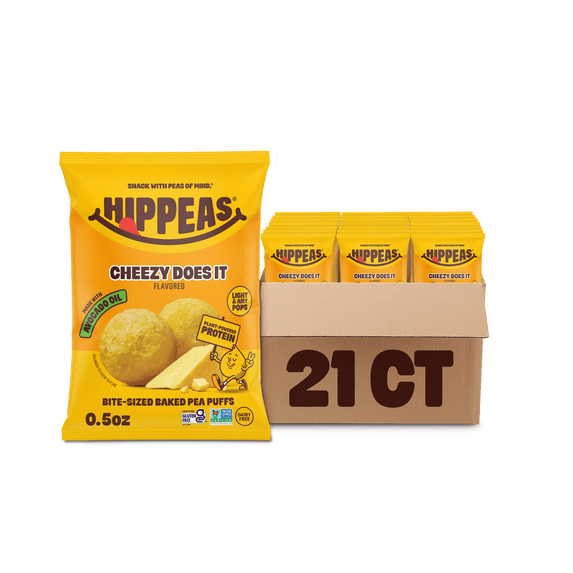 HIPPEAS Chickpea Pops, Cheezy Does It, Dairy Free, 3g Protein, 0.5 oz, 21 Count