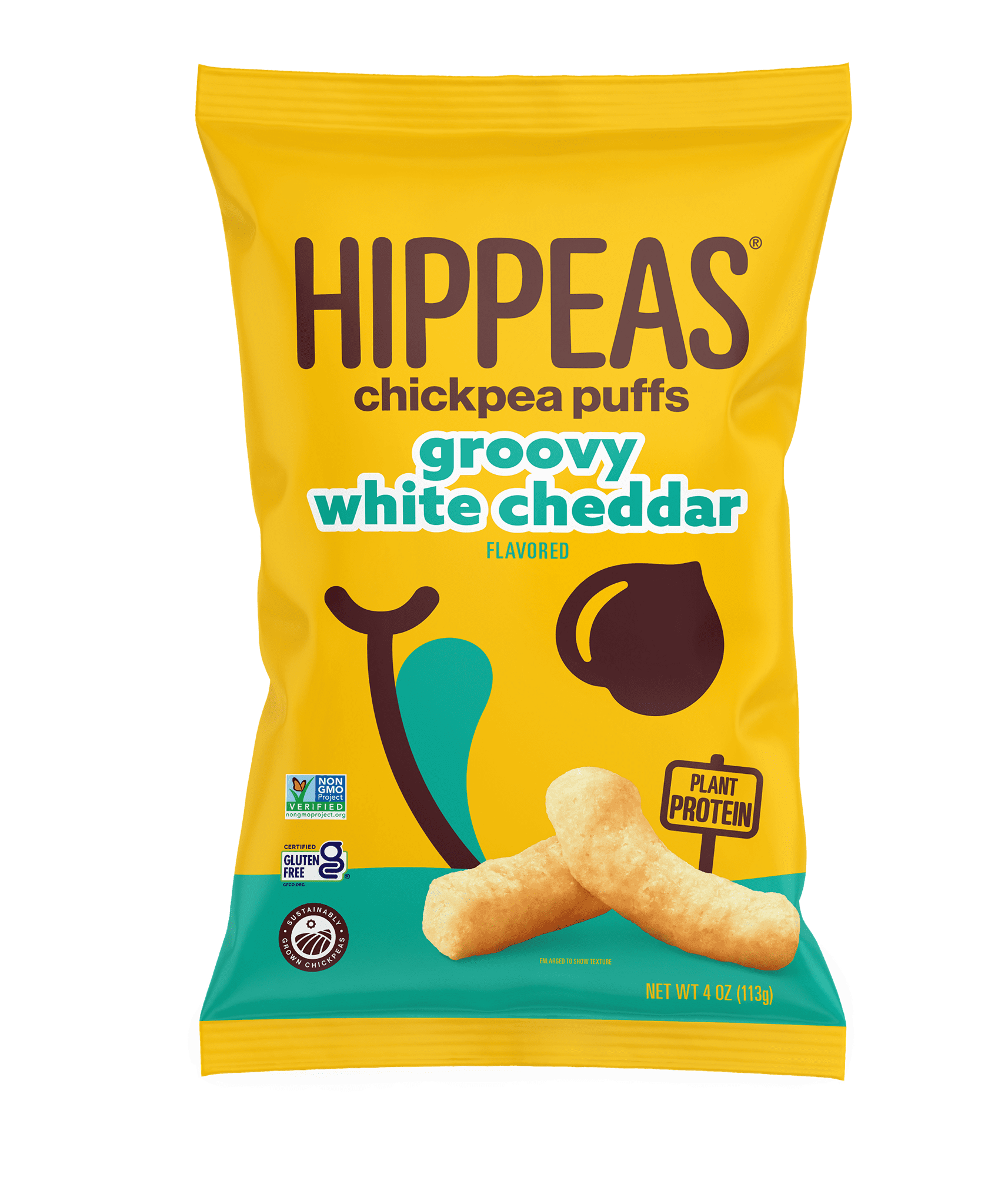 HIPPEAS Chickpea Puffs, Groovy White Cheddar, Gluten-Free, 4 oz Bag