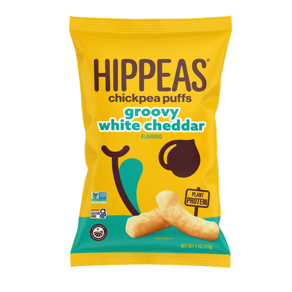 HIPPEAS Chickpea Puffs, Groovy White Cheddar, Gluten-Free, 4 oz Bag