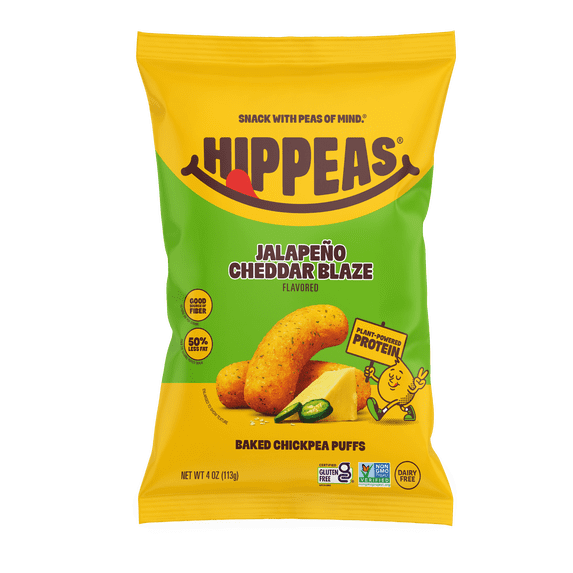 HIPPEAS Chickpea Puffs, Jalapeno Cheddar Blaze, Gluten Free, Dairy Free, 4g Protein, 3g Fiber, 4 oz