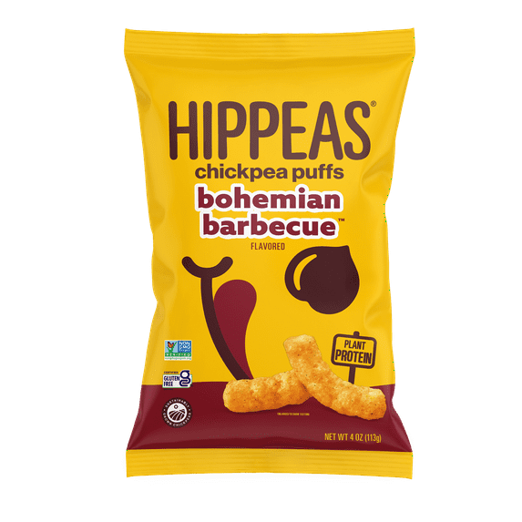 HIPPEAS Chickpea Puffs, Vegan Bohemian Barbecue, Gluten-Free, 4 oz Bag