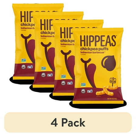 (4 pack) HIPPEAS Chickpea Puffs, Vegan Bohemian Barbecue, Gluten-Free, 4 oz Bag