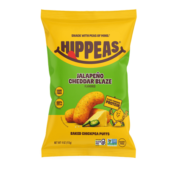HIPPEAS Chickpea Puffs, Jalapeno Cheddar Blaze, Gluten Free, Dairy Free, 4g Protein, 4 oz