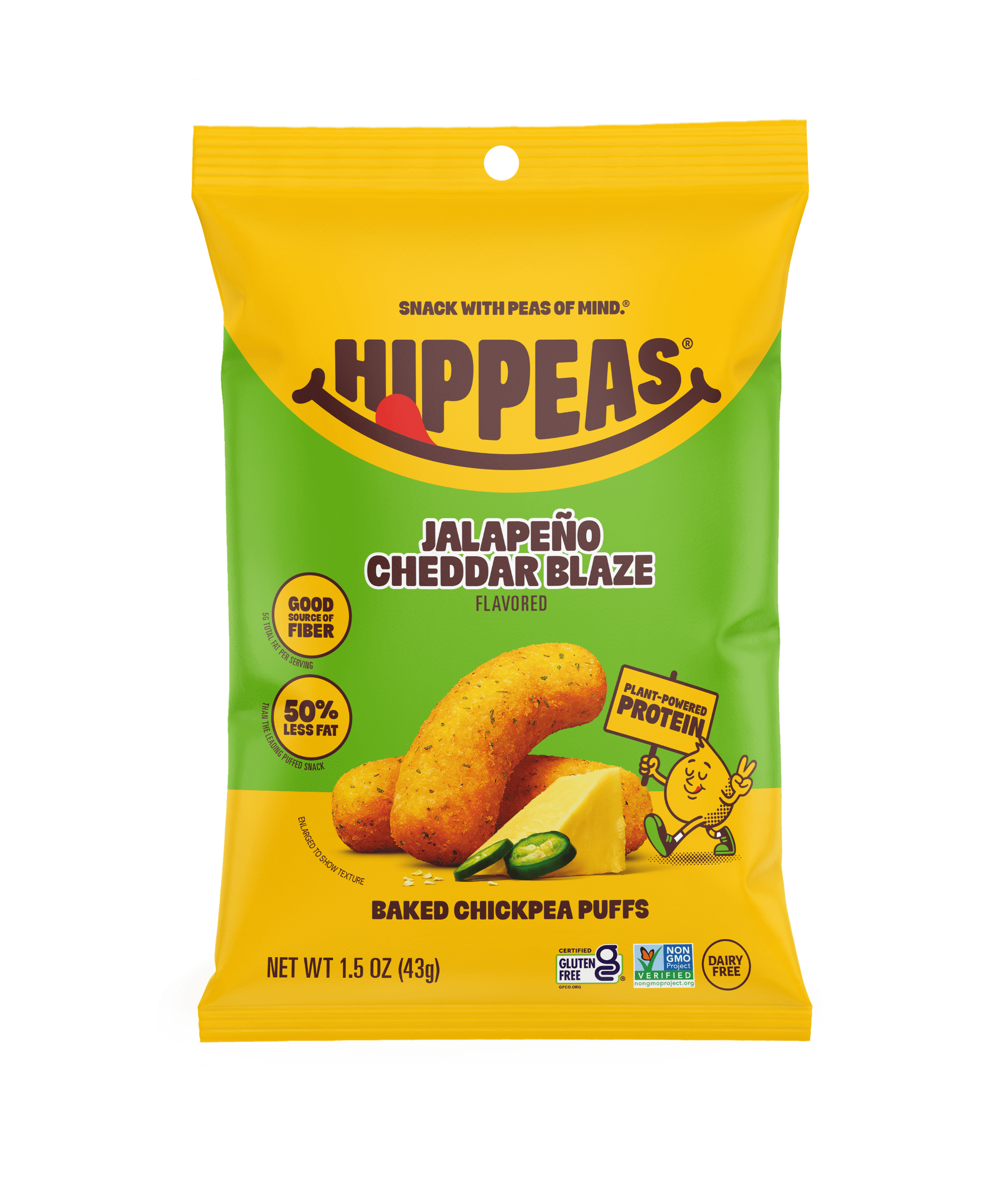 HIPPEAS Chickpea Puffs, Jalapeno Cheddar Blaze, Gluten Free, Dairy