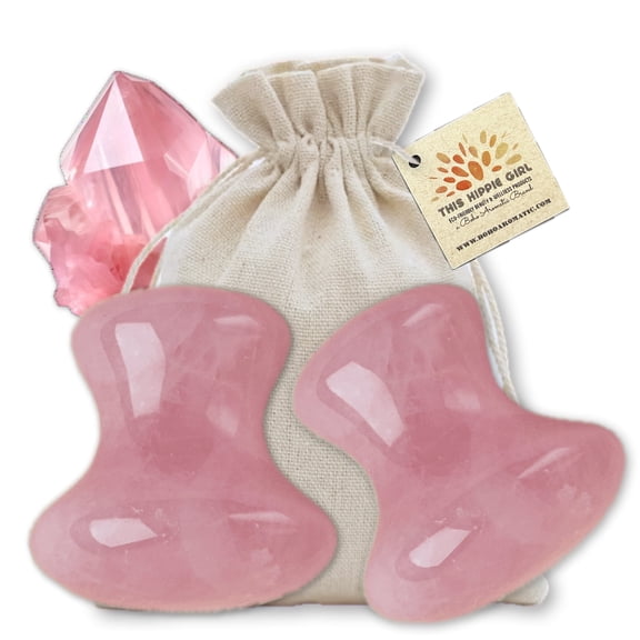 Gua Sha Mushroom Set, Jaw sculpting tools, Rose Quartz Facial Toning and Yoga Sculpt Massage Tool, 2 Gua Sha Mushrooms for Skin and Facial Treatment, Facecare tools