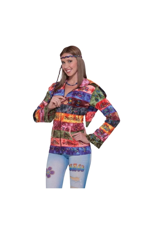 HIPPIE HOODED RAINBOW JACKET
