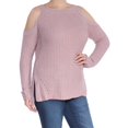 thumbnail image 1 of HIPPIE ROSE $44 Womens New 1356 Purple Cold Shoulder Knit Sweater L Juniors B+B, 1 of 2