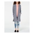 thumbnail image 1 of HIPPIE ROSE Womens Blue Pocketed Striped Long Sleeve Open Cardigan Duster Sweater S, 1 of 2