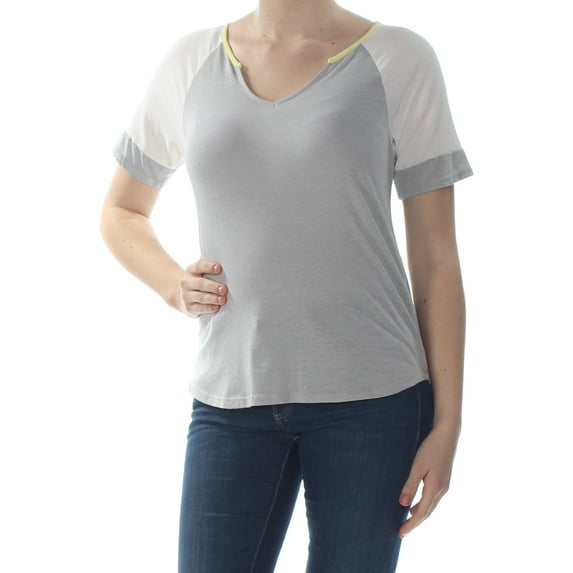 HIPPIE ROSE Womens New 1055 Gray Color Block Burn Out Casual Top M B+B