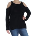 thumbnail image 1 of HIPPIE ROSE Womens New 1457 Black Cold Shoulder Knitted Top L Juniors B+B, 1 of 2