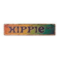 thumbnail image 1 of HIPPIE Vintage Plastic Street Sign peace 60's flower power anti | Indoor/Outdoor |  24" Wide, 1 of 4