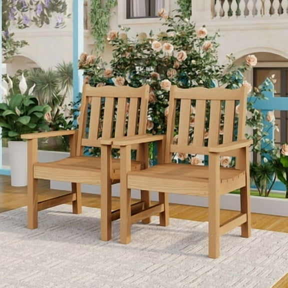 HIPS All-Weather Patio Chairs Set of 2, Garden Chair with 400 lbs Weight Capacity, ErgonomicEasy to Assemble, Outdoor Chair for Garden Lawn Poolside Backyard Balcony Courtyard