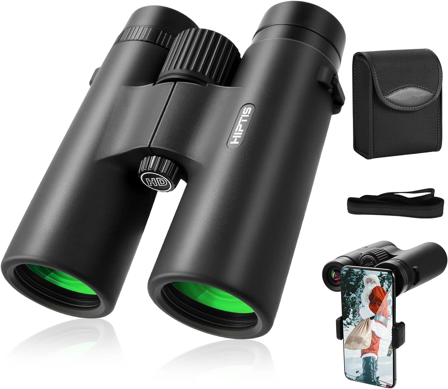 HIPTIS Professional 12x42mm Binoculars with Night Vision for Hunting and Birding