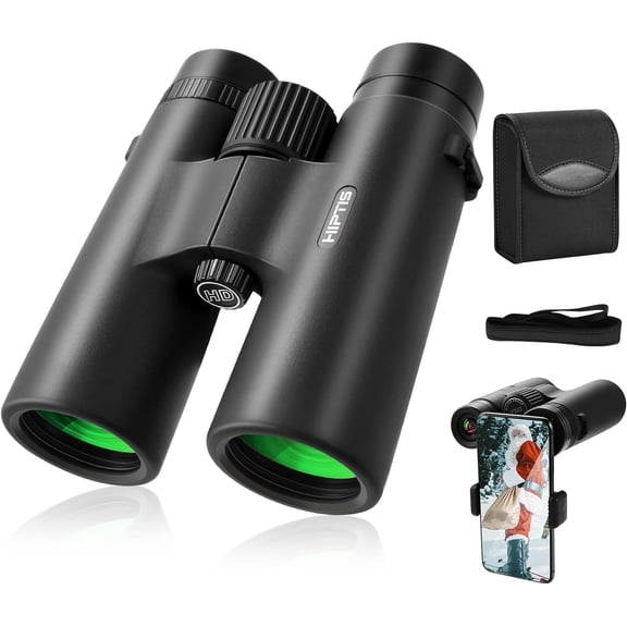 HIPTIS Professional 12x42mm Binoculars with Night Vision for Hunting and Birding