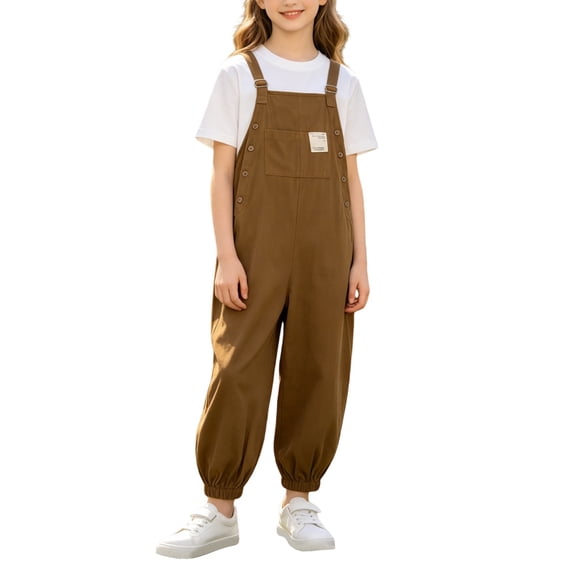 HIPYLO Baby Adjustable Strap Overalls Toddler Kids Fall Winter Long Bib Pants Girls Clothing with Front Pocket for Outdoor Play Pants for Girls