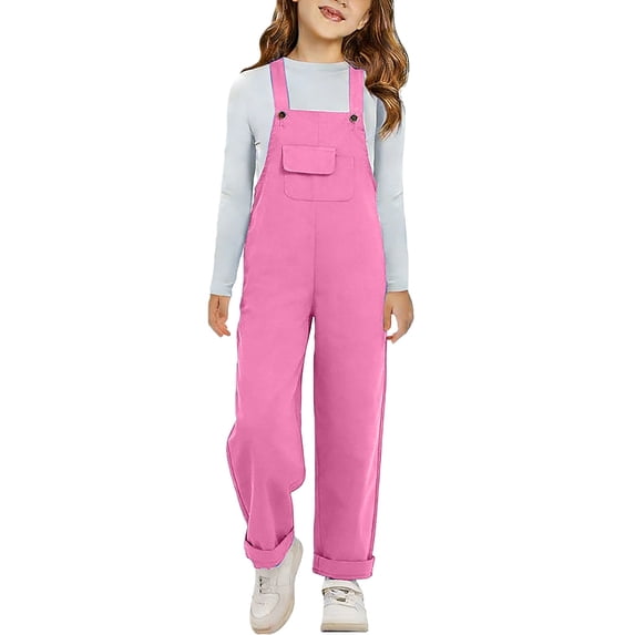 HIPYLO Baby Adjustable Strap Overalls Toddler Kids Fall Winter Long Bib Pants Girls Clothing with Front Pocket for Outdoor Play Pants for Girls