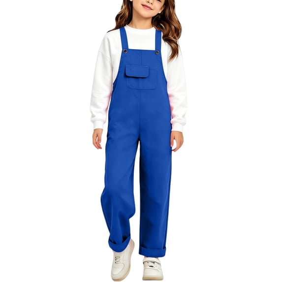 HIPYLO Baby Adjustable Strap Overalls Toddler Kids Fall Winter Long Bib Pants Girls Clothing with Front Pocket for Outdoor Play Pants for Girls