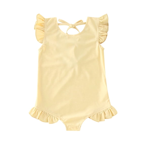 HIPYLO Baby Girl One Piece Swimsuit Toddler Cute Ruffled One-Piece Colorful Bathing Suits Summer Beach Swimwear Ruffle Sleeveless Jumpsuit Swim Suit
