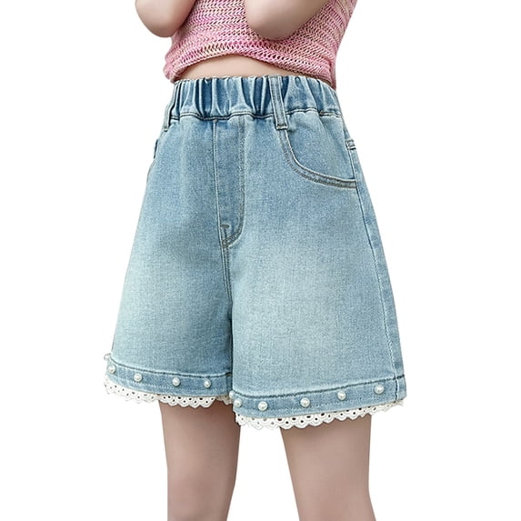 HIPYLO Biker Shorts Pack Teen Girl Clothes 12-14 Years Old 10/12 Girls Clothes 3t Girls Red and White Shorts Hoop Shorts 7-8 Girls Shorts, Light Blue 10-11 Years