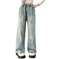 thumbnail image 1 of HIPYLO Junior Jeans Girls Jeans Size 10-12 Cute Pants for Teen Girls Black Flowy Pants Junior Clothes for Youth Girls Clothes Junior, Blue 7-8 Years, 1 of 9