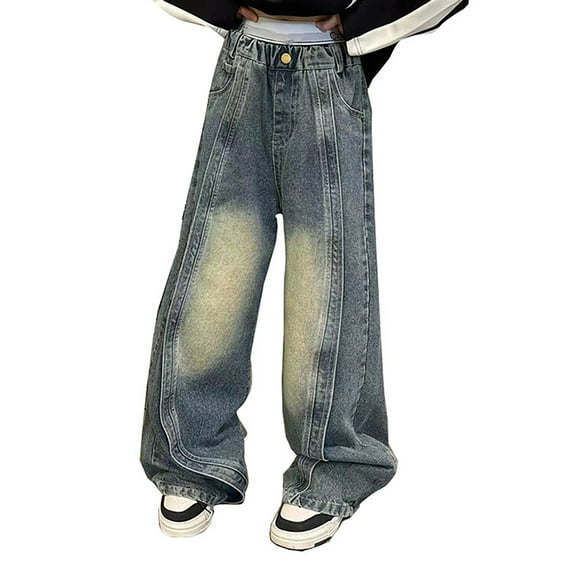 HIPYLO Buckle Jeans Flare Jeans Y2k Boot Cut Jeans Cute Sweat Pants Cargo Pants Boys Newborn Clothes for Girls Christmas Gifts Age 8-10 12 Year Old, Blue 11-12 Years