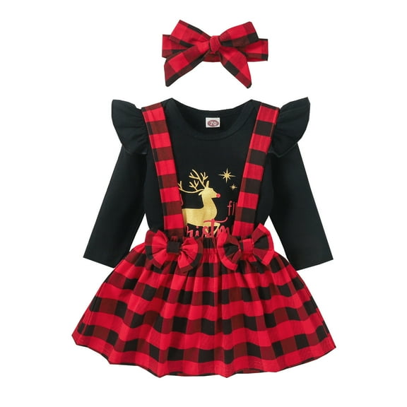HIPYLO Christmas Outfit Boys Girls Size 8 Outfits Holiday Outfits for Toddler Girls 7/8 Outfits 7/8 Girls Clothes Onesies for Girls 4t Girls Baby, Black 12-18 Months