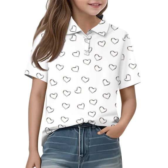 HIPYLO Cute Tops Y2k Girls Graphic Tees 7-8 Down Vest Uniform Shirts for Girls Red Shirt Girl Clothes Size 7-8 Young Girls Clothes Trendy Clothes