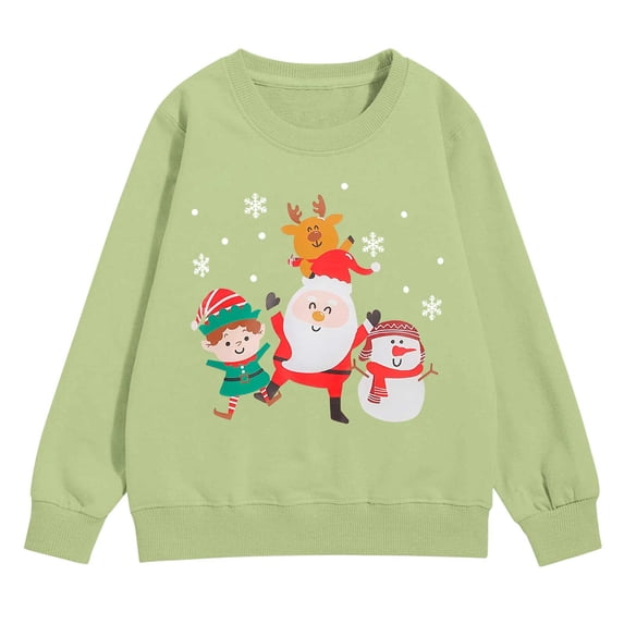HIPYLO Funny Christmas Hoodies Retro Christmas Shirt Cute Christmas Sweatshirt Bunny Tshirt Dance Tops for Girls Boys White Tshirts Easter Clothes, Light Green 11-12 Years