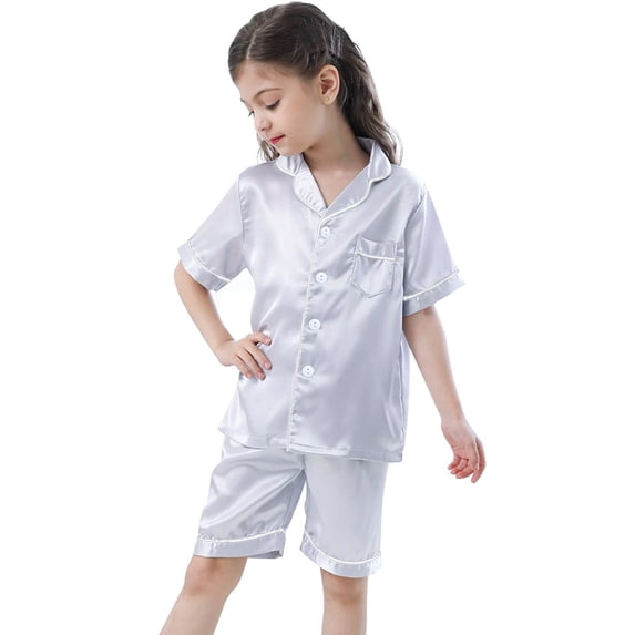 HIPYLO Girls Clothes Sets Size 10 12 Outfit 3 T Girls Outfits Girls Athletic Shirts + Gingham Shorts Teen Girl Clothes 14-16 Years Old, Silver 1-2 Years