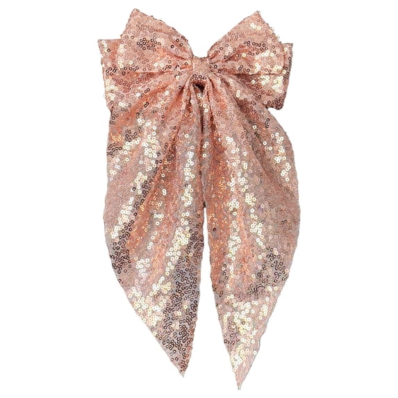 HIPYLO Glitter Bow Hair Clip for Baby Girl Ribbon Hair Clips Sparkly Bow Long Tail Barrette Hair Clip for Girls Kids Sequin Hair Bows Clip Barrette Bling Toddler Hair Accessories