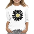 thumbnail image 1 of HIPYLO Graphic Sweatshirt for Girls 3/4 Length Sleeve Hawaiian T Shirt Loose Pullovers Tops Crewneck Floral Patterned T Shirts for Kids Teens Soft Three Quarter Sleeve Blouses, 1 of 5
