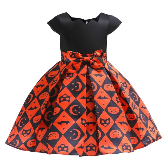 HIPYLO Halloween Dress Plus Size Princess Dress Up Pink Dress for Kids Cotton Baby Clothes Size 10 Girls Clothes for 10-12 Winter Baby Boy Clothes, Orange 8-9 Years