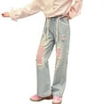 thumbnail image 1 of HIPYLO Jeans Baggy Jean Sweats Barrel Pants Toddler Pants 3t Teen Girl Trendy Clothes Girls 14-16 Clothes Teen Girls Clothes, Red 10-11 Years, 1 of 9