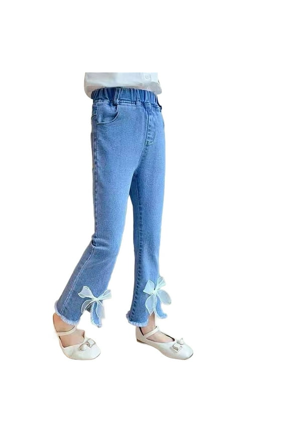 Juniors Jeans Wide Leg Jeans Petite Length Studded Jeans Trouser Jeans Big and Tall Cargo Pants Boys 8-10 Clothes Girls 10-12 Clothes Trendy, Blue 10-11 Years