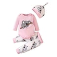 thumbnail image 1 of HIPYLO Kids Cheerleading Outfit Knit Newborn Outfit Boys 3 Piece Suit Girls 5-6 Clothes Fall Gifts 100% Cotton Baby Girl Clothes Gift for Friend, Pink 9-12 Months, 1 of 8