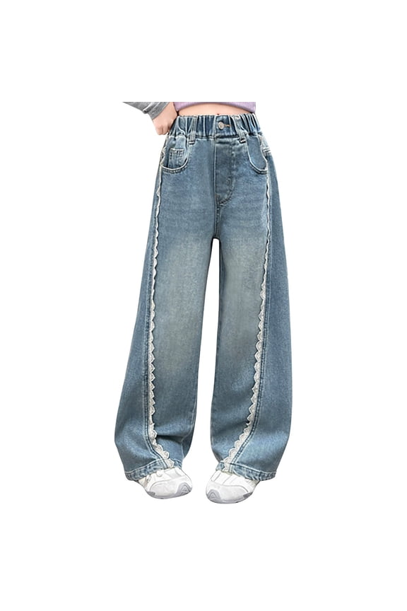 Mexican Jeans High Waisted Jeans Gym Pants Baggy Cargo Pants Girl Clothes 18-24 Months 7t Girls Clothes 7-8 Girls, Light Blue 7-8 Years