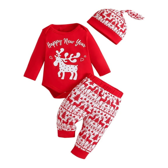 HIPYLO Newborn First Christmas Outfit Boy Boys 4t Outfits Girls Sweat Suits Size 10-12 6/9 Months Baby Girl Clothes 11 Year Old Girl Gifts Gift, Red 0-3 Months