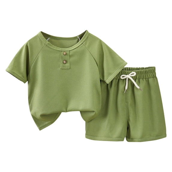 HIPYLO Size 8 Girls Clothing Set Cute Outfit Baby Outfits Black T Shirt and Gym Shorts Girls Clothes Size 14 5t Clothes for Girls, Green 12-18 Months