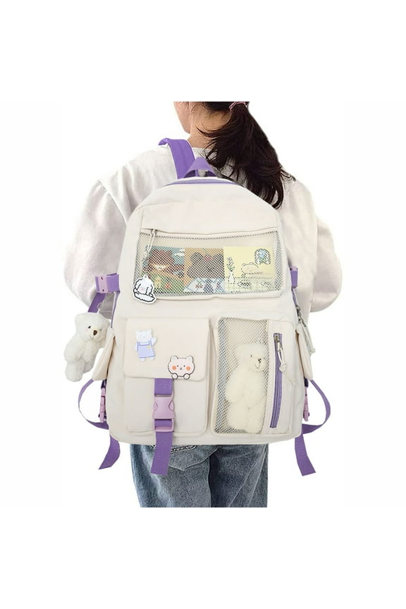 Small Black Backpack Carry on Backpack for Airplanes Men's Backpack Work Shoulder Backpack Pc Backpack with Hidden Compartment Senior Backpack, White