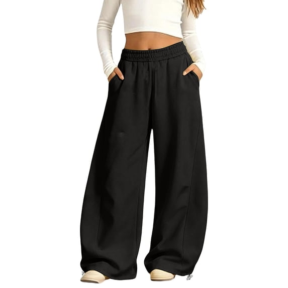 HIPYLO Teen Oversized Wide Leg Pants with High Waistband Tween Sweatpants for Girls in Flowy Fabric Girls Pants