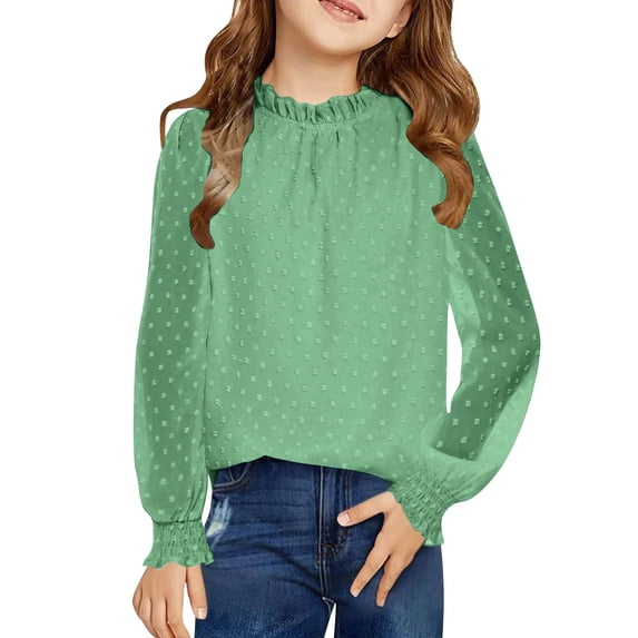 HIPYLO Thermal Tops for Girls Tops Teens Girls Size 8 Long Sleeve Tops Kids Christmas Shirts Cropped Shirts Toddler Clothes Girls 3t Girls Clothes 18, Green 9-10 Years