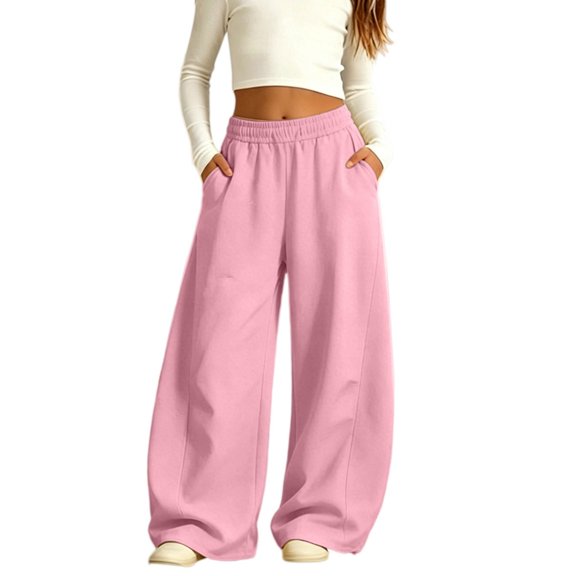 HIPYLO Tween Relaxed Fit Balloon Leg Pants Girls Teen Fall Winter Curved Seam Design Sweatpants for Girls for Comfortable Streetwear Girls Clothing