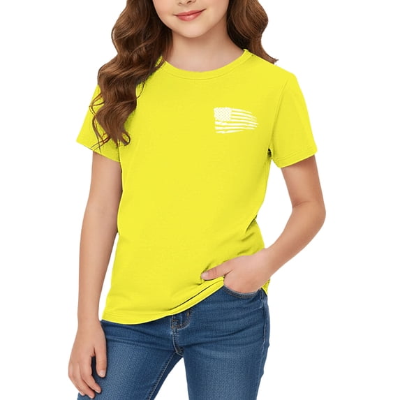 HIPYLO White Top Girls Tops Size 10 Little Girls Girls Shirts Size 10-12 Number Shirt Clothes Girl Clothes Size 6 Little Clothes 6-7, Yellow 10-11 Years