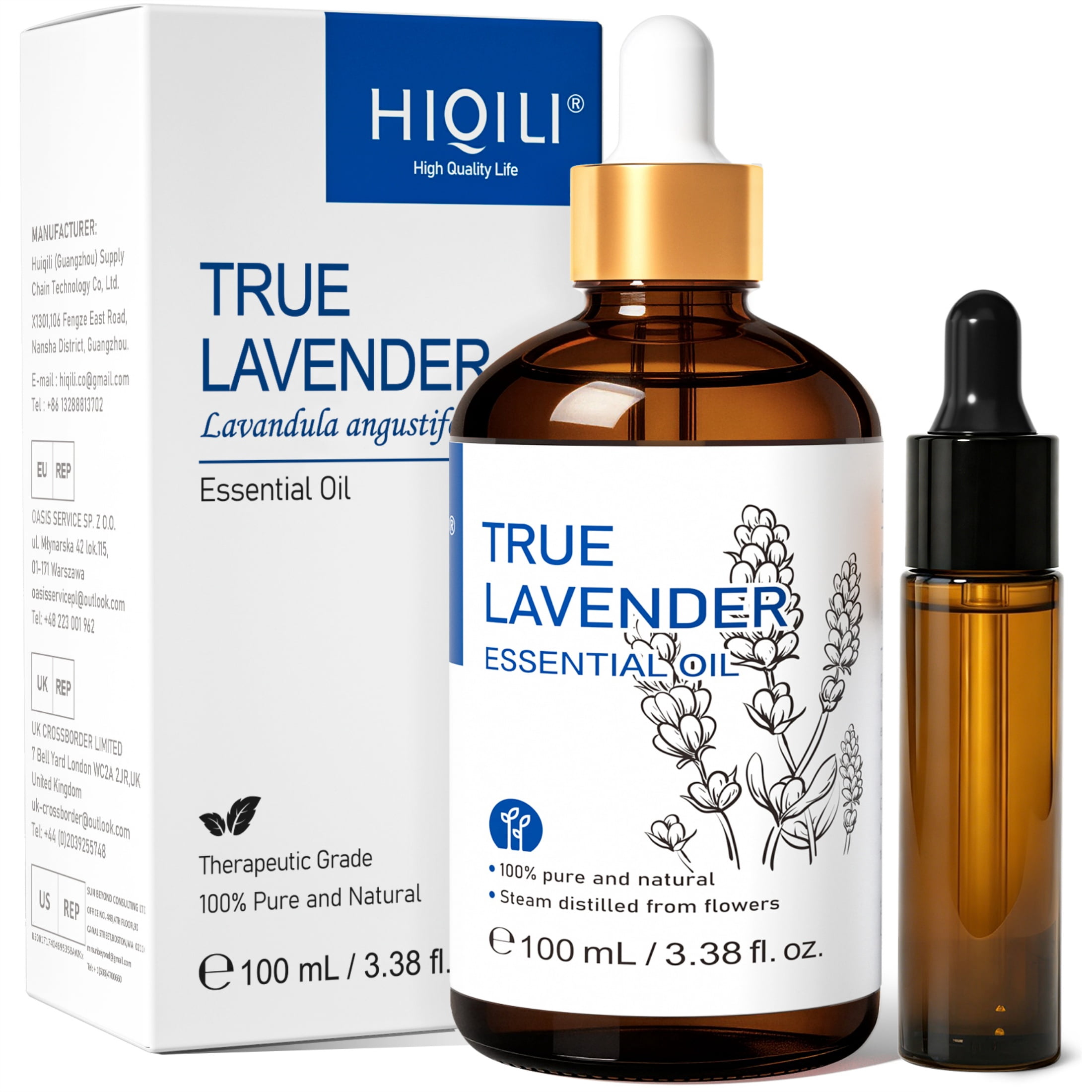 HIQILI 100% Pure Lavender Essential Oil, 100ML Undiluted for Diffuser, Relax Mind & Better Sleep